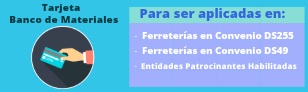 Tarjeta Banco de Materiales con enlaces a ferreter&iacute;as y entidades patrocinantes